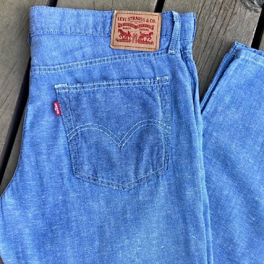 Rare Linen LEVI’S Jeans Relax Fit Boyfriend Blue Lightweight Size 30